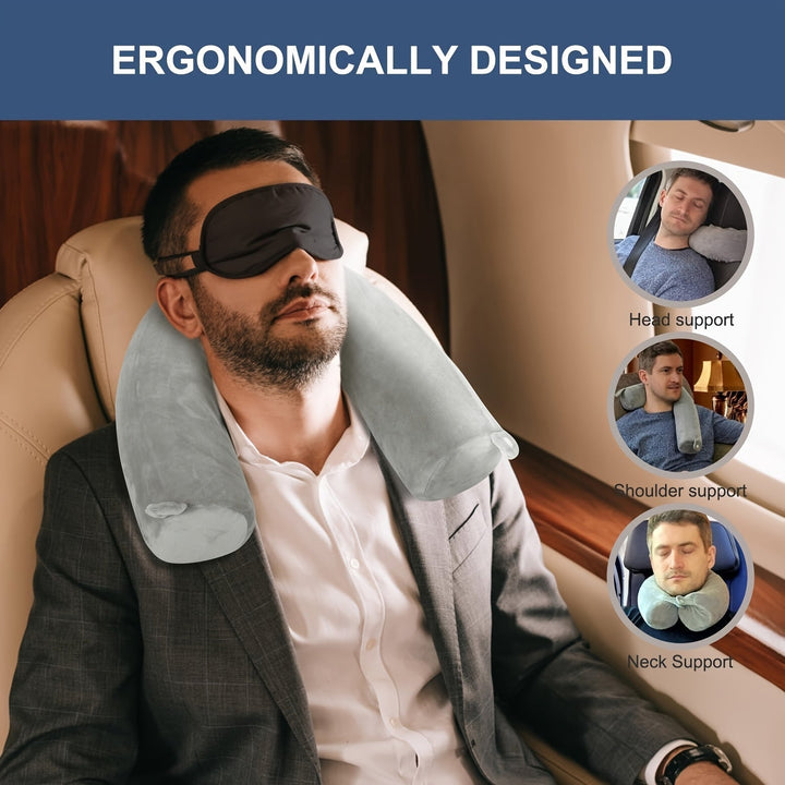 Coussin de voyage portable, accessoire essentiel pour un soutien confortable en avion ou voiture.