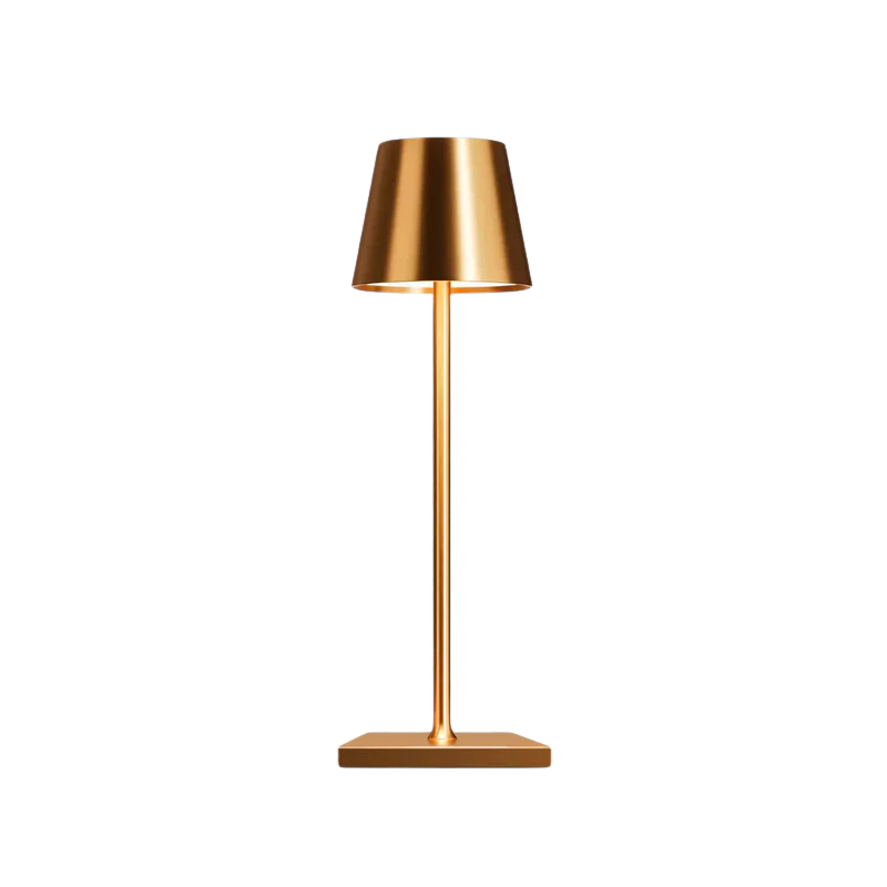 Lampe LED design noir, sans fil, rechargeable, éclairage intérieur/extérieur avec variateur intégré.