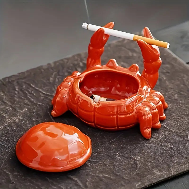 Cendrier décoratif en céramique en forme de crabe, pièce unique pour la maison ou le bureau.