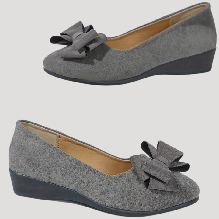 Ballerines compensées femme bleues marine à nœud, élégantes et faciles à assortir.