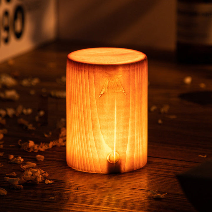 Lampe de table LED sans fil tactile, rechargeable, design moderne bois pour ambiance chaleureuse.