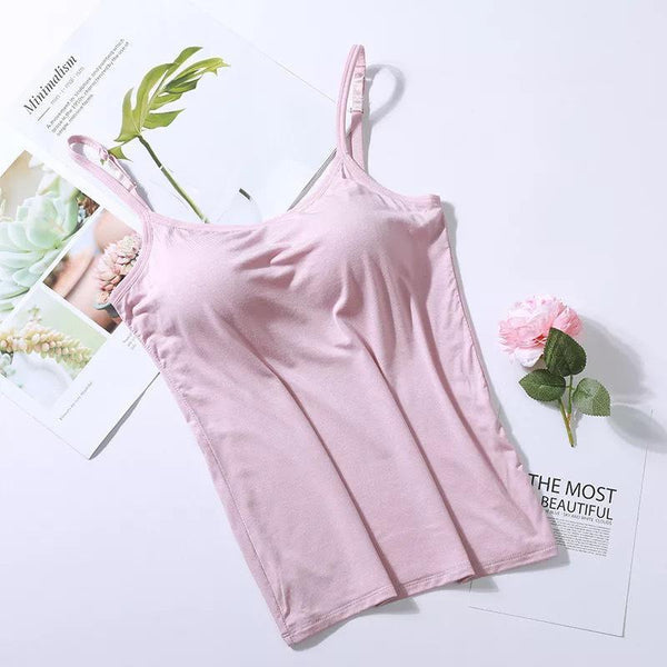 Débardeur femme sans couture, avec soutien-gorge intégré, pour un soutien confortable.