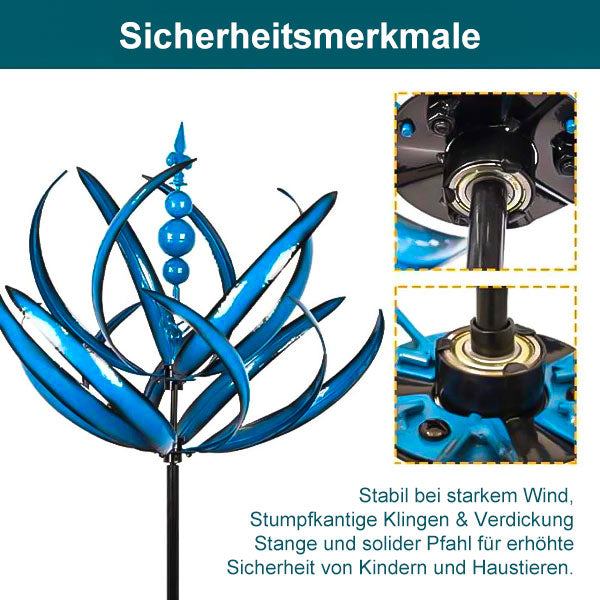 Détail d'une girouette en métal robuste, ornement de jardin rotatif pour terrasse et vent.
