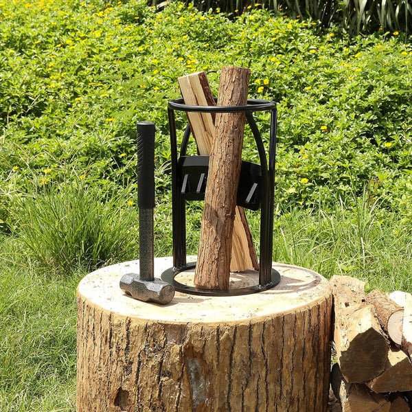 Fendeur de bois manuel robuste pour couper le bois de chauffage. Idéal pour jardin et extérieur.