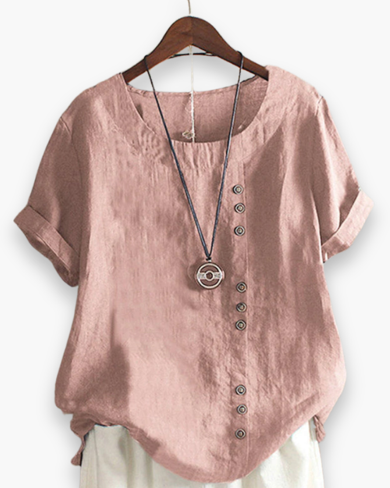 Blouse boutonnée légère femme, chic estival. Idéale pour le printemps et l'été.