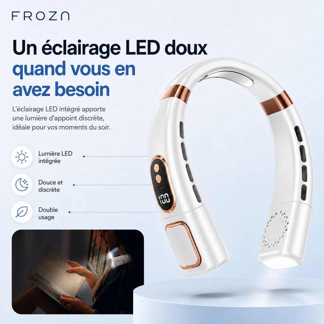 Appareil de ventilation mains libres, design ergonomique, 360 degrés de confort.