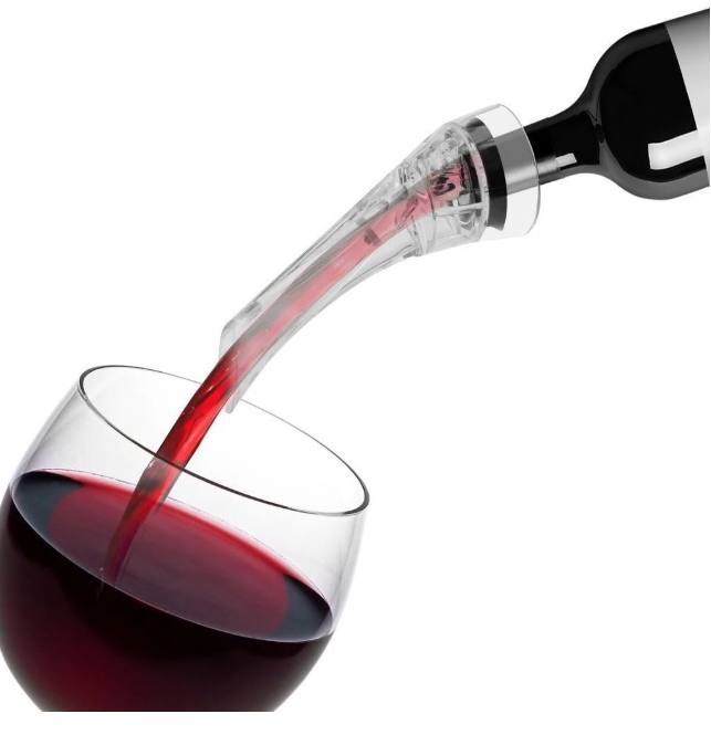 Aérateur de vin élégant pour sublimer instantanément goût et arôme, en acier inoxydable.