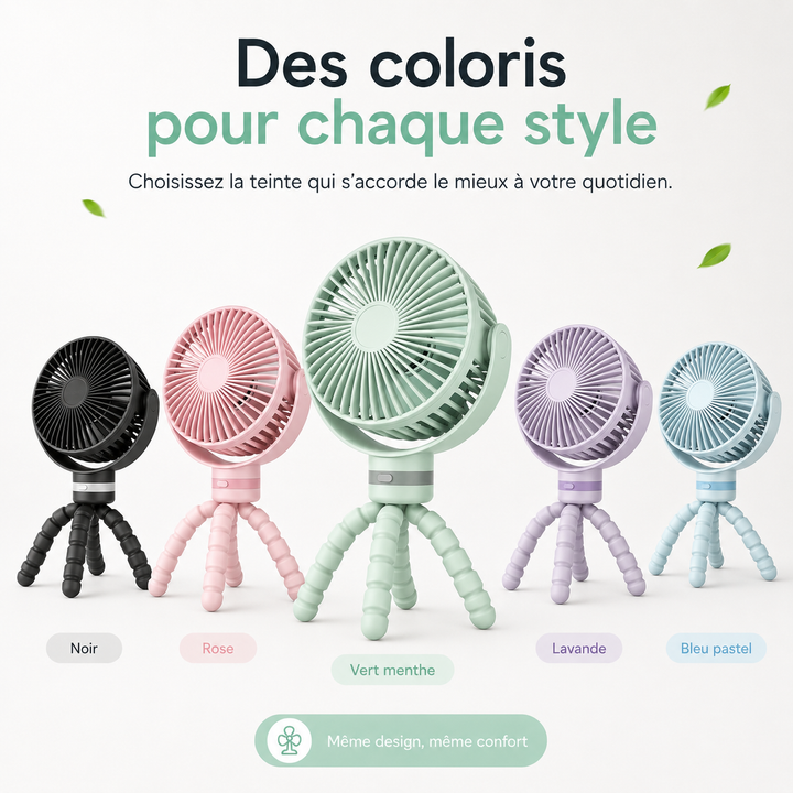 Ventilateur multi-usage USB pliable sans fil, maison, bureau, extérieur.