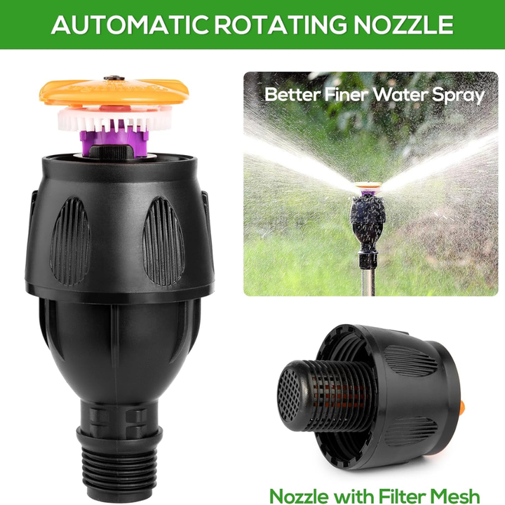 Arroseur de jardin réglable, trépied télescopique pour une irrigation uniforme de la pelouse.