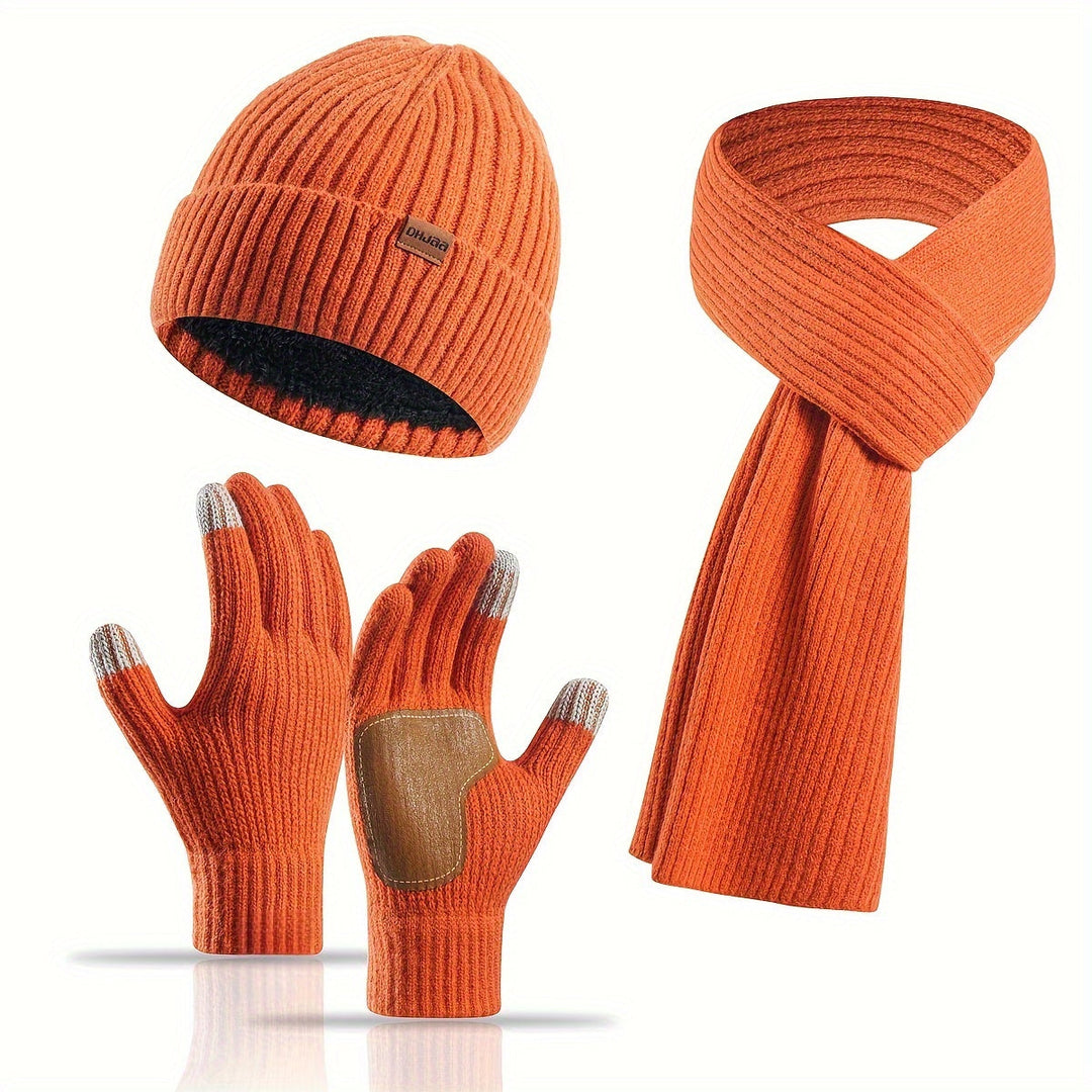 Ensemble hiver tendance: bonnet, écharpe, gants pour couples, look actuel et protection thermique.