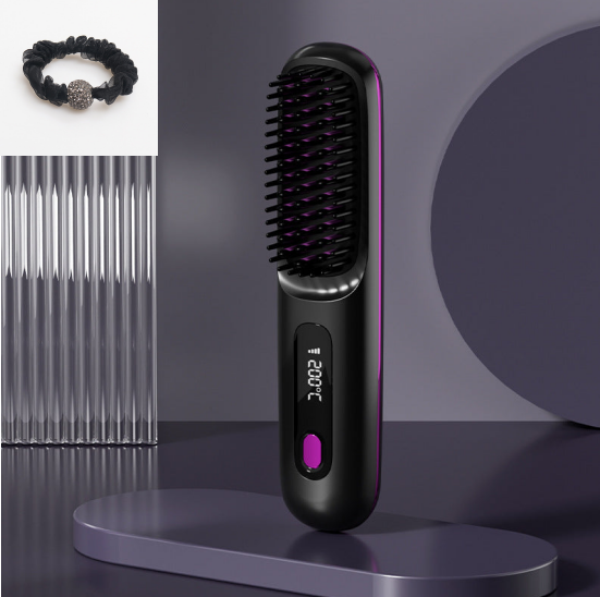 Appareil de coiffure: brosse lissante sans fil céramique pour des cheveux brillants et lisses.