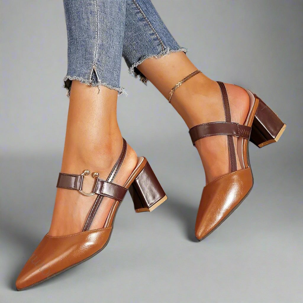 Talons bloc chic pour femmes, bout pointu, confortables. Parfaits pour un style élégant au quotidien.