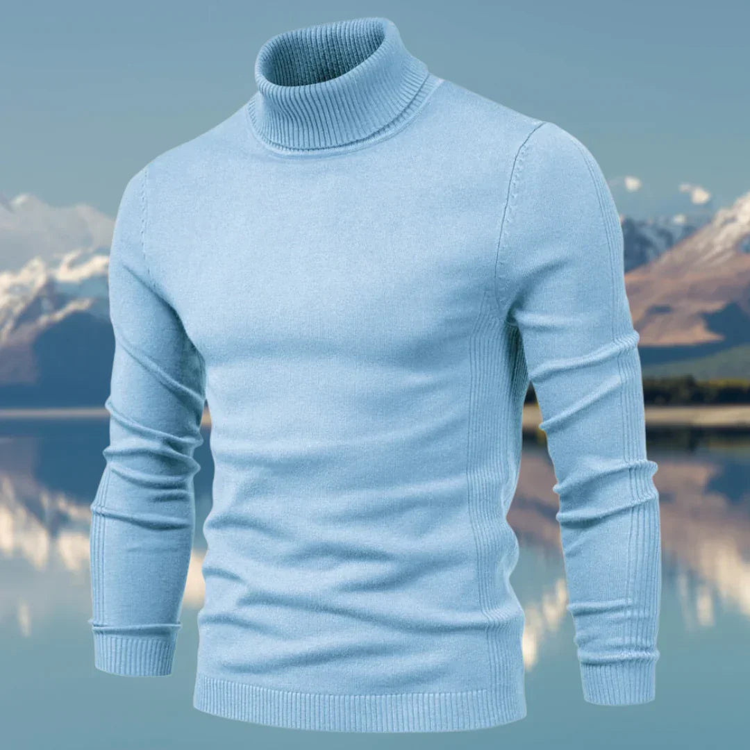 Pull col roulé homme élégant, coupe ajustée, idéal pour l'hiver. Confortable et chaud, essentiel.