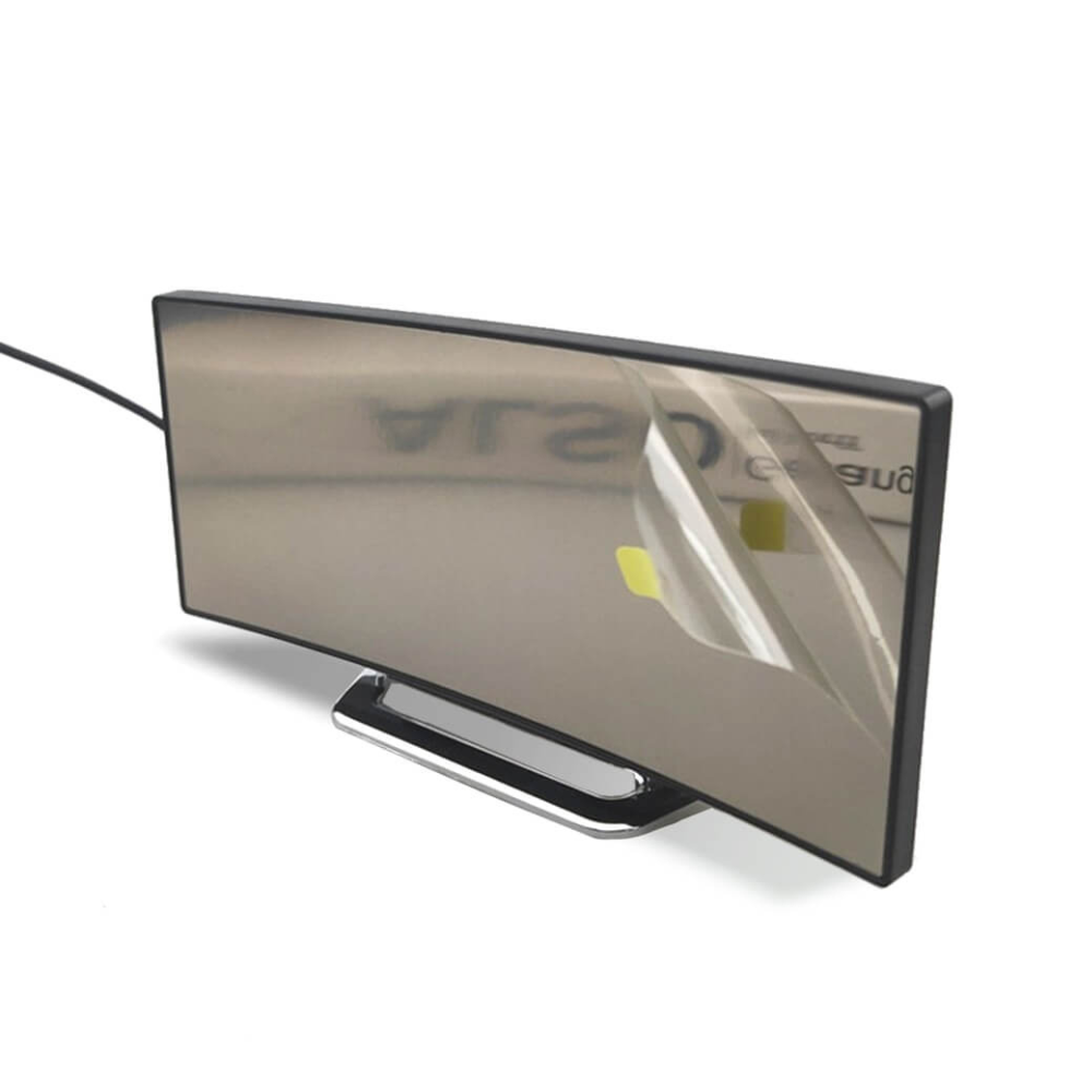 Réveil numérique incurvé, LED, design élégant et moderne, avec grand affichage et fonction snooze pratique.