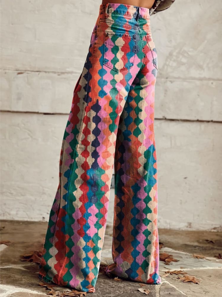 Pantalon large décontracté pour femmes, style vintage chic, très confortable, idéal mode rétro.