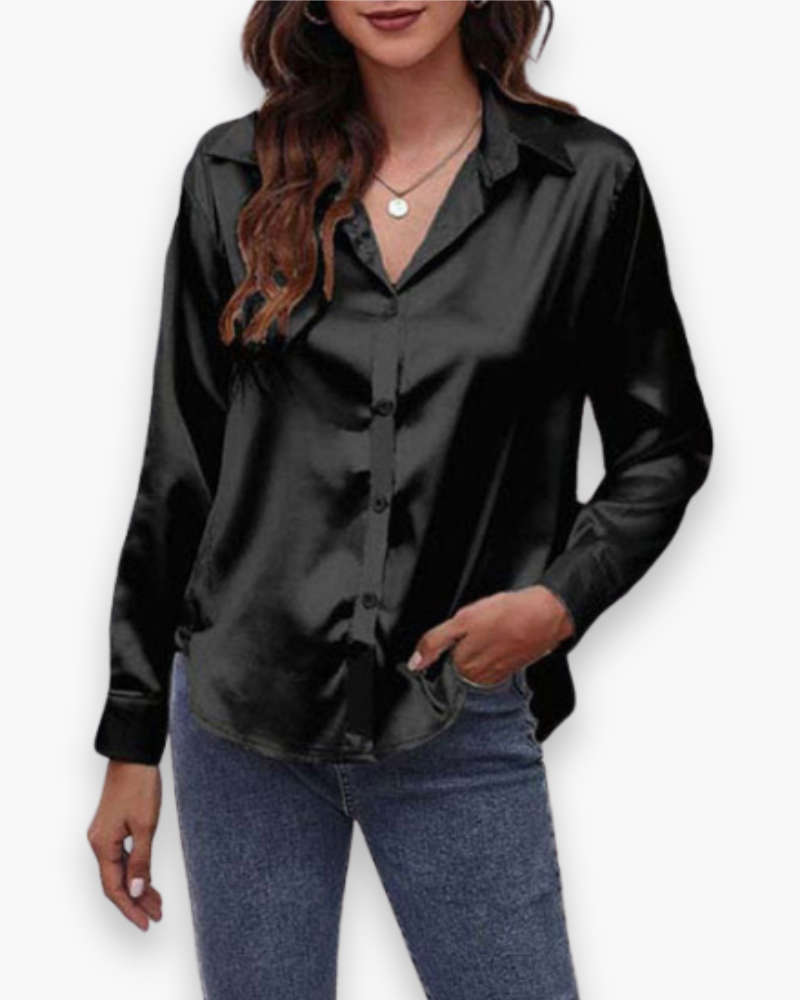 Blouse femme élégante à manches longues, idéale pour la polyvalence, mode printemps-été au bureau.