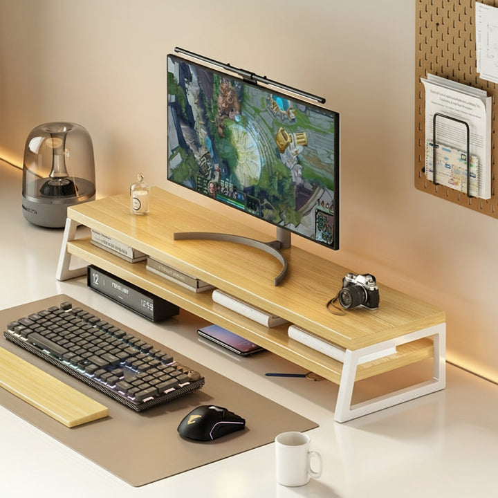 Accessoire de bureau essentiel : support d'écran avec rangement intégré pour une meilleure ergonomie et organisation.