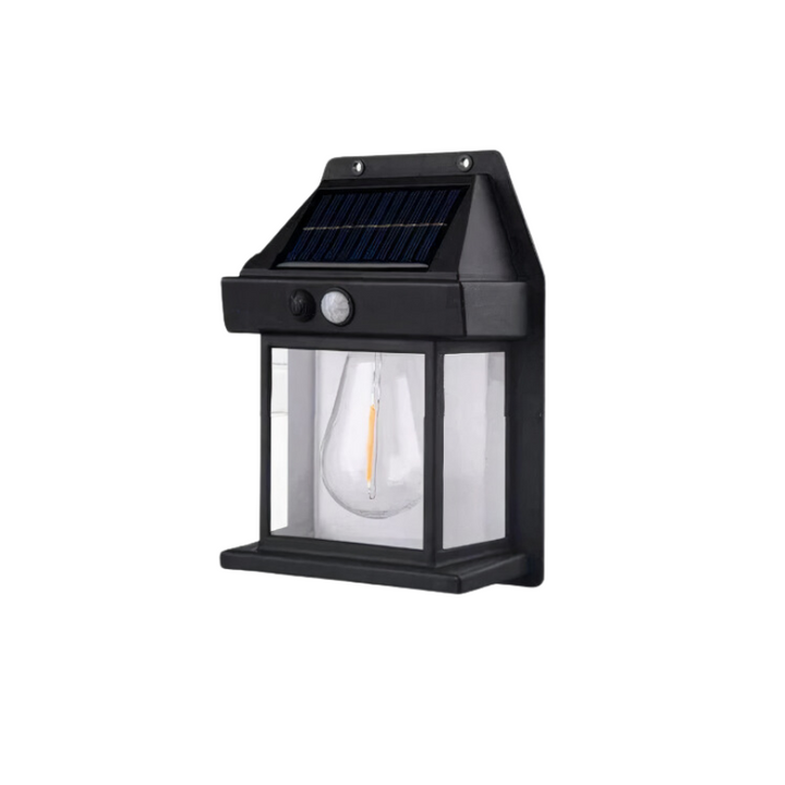 Applique LED solaire design moderne, éclairage extérieur autonome pour un jardin élégant.