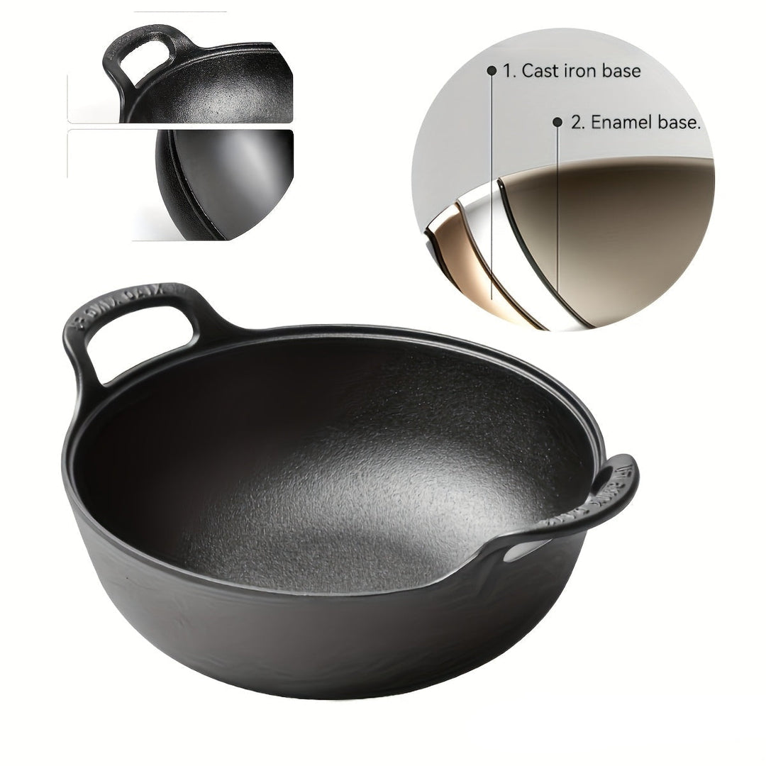 Poêle en fonte compacte, ustensile de cuisine durable pour camping, gril extérieur, cuisson polyvalente.
