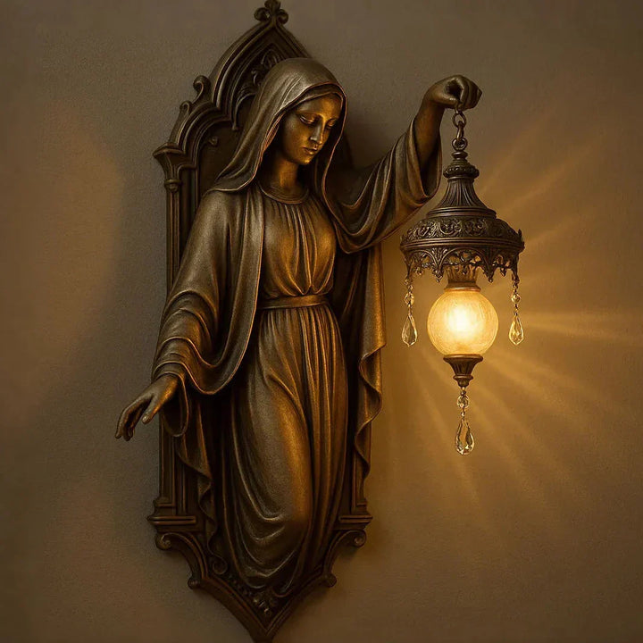 Applique murale sirène ou ange, lumière d'ambiance spirituelle pour décoration intérieure.