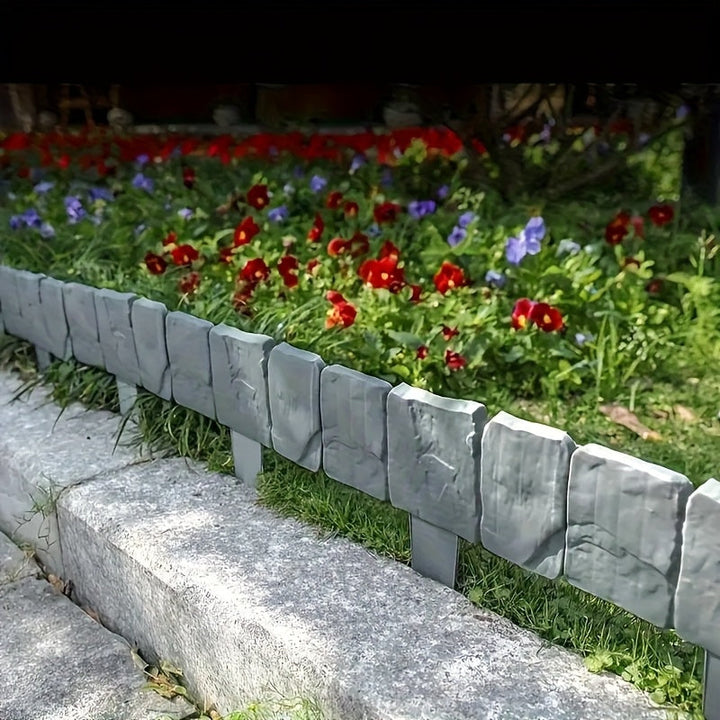 Bordure de jardin modulable effet pierre, créant des séparations nettes dans votre jardin, allée ou parterre.
