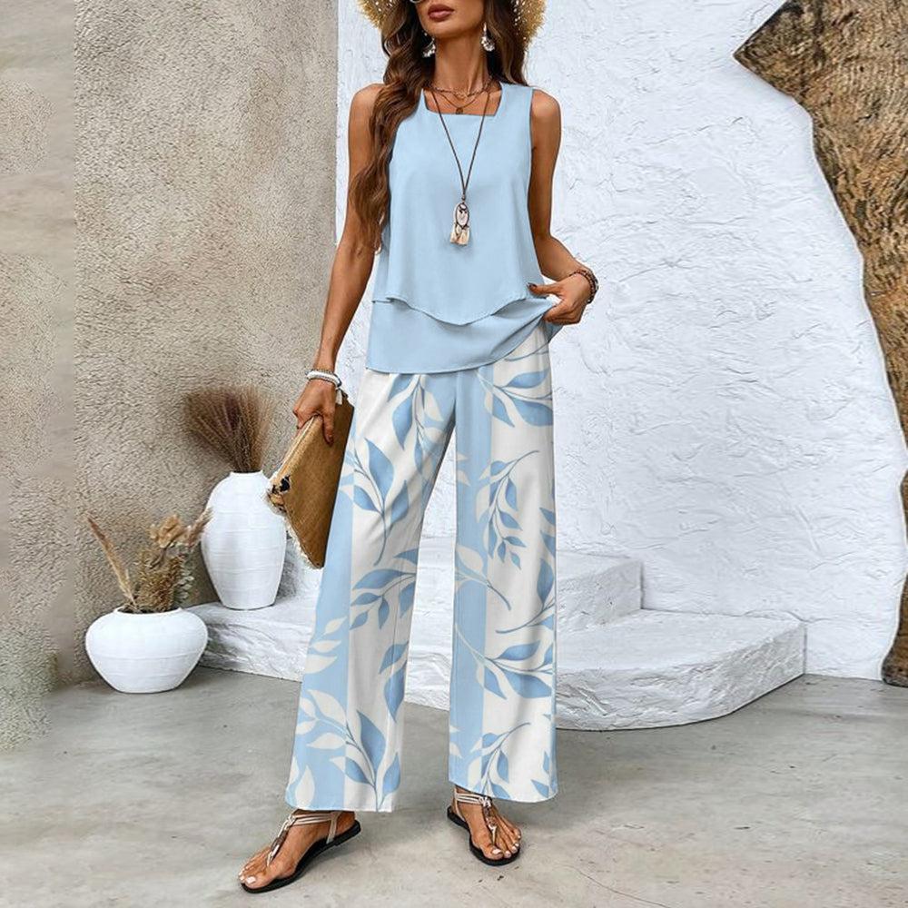 Mode femme estivale, ensemble 2 pièces décontracté-chic, parfait pour le style et la chaleur.