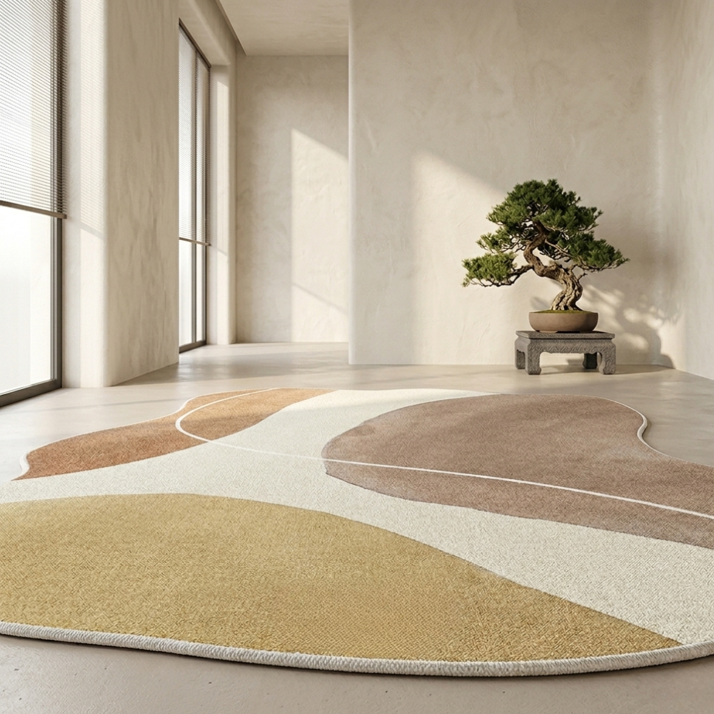 Tapis de sol Novara doux et moelleux, motif géométrique japonais, idéal chambre.