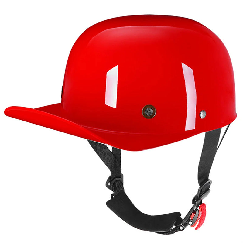 Casque ouvert léger style casquette, homologué DOT, pour un look unique et une sécurité assurée.
