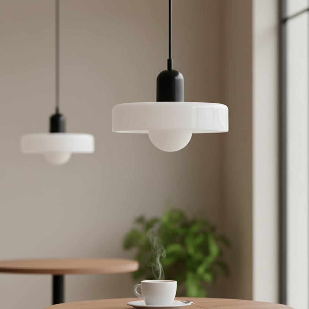 Suspension décorative style Bauhaus, éclairage tendance pour salon et salle à manger.