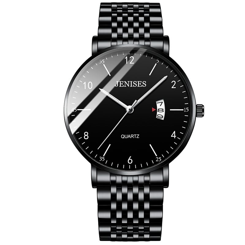 Montre homme classique avec cadran numéroté, boîtier en acier inoxydable poli, accessoire raffiné.