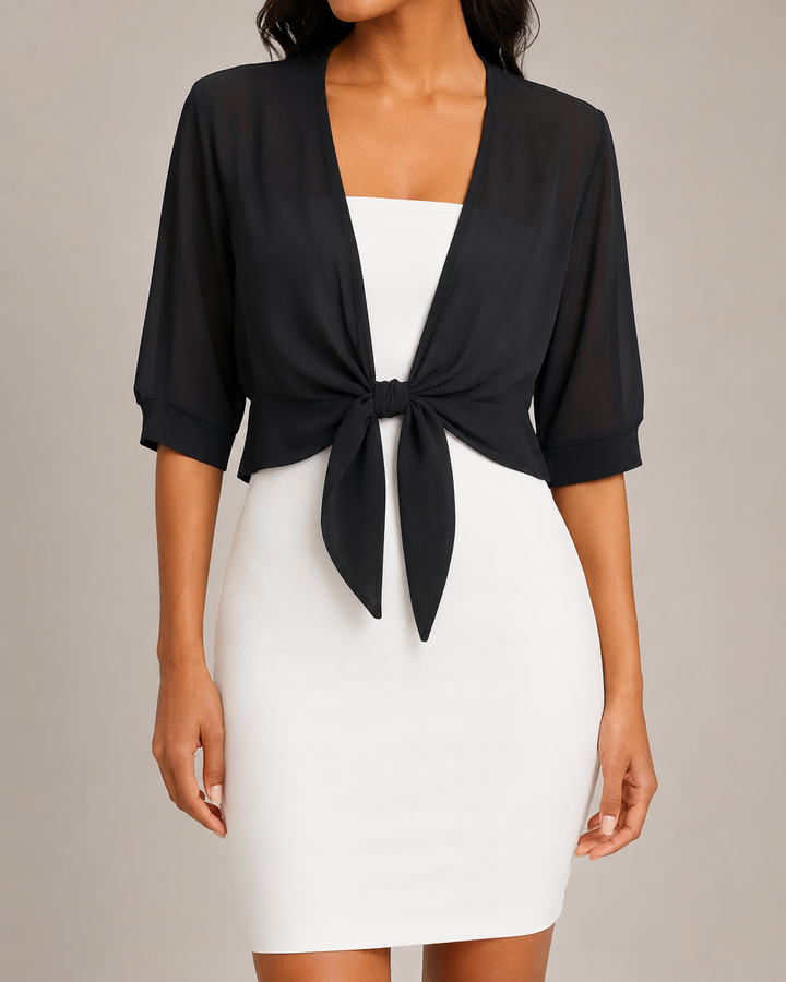 Chemisier femme élégant, devant ouvert, coupe fluide. Parfait comme chemise légère et polyvalente.