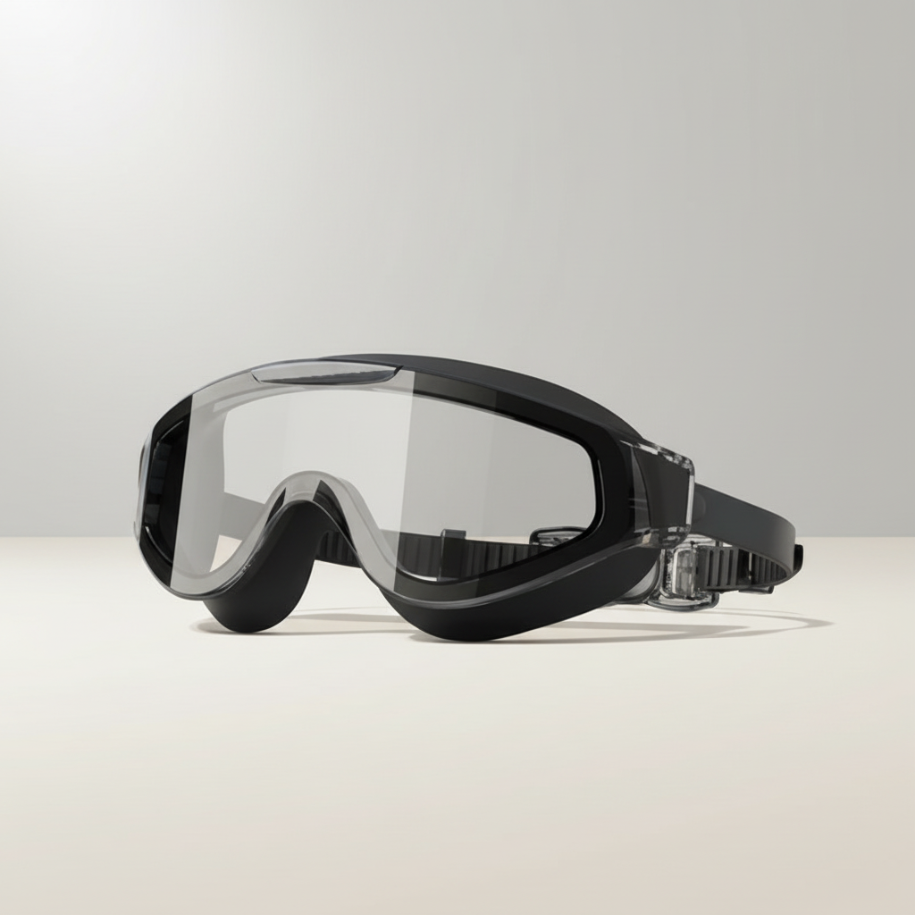 Lunettes de natation HD pour adultes, vision claire anti-buée, idéales piscine et sport aquatique.