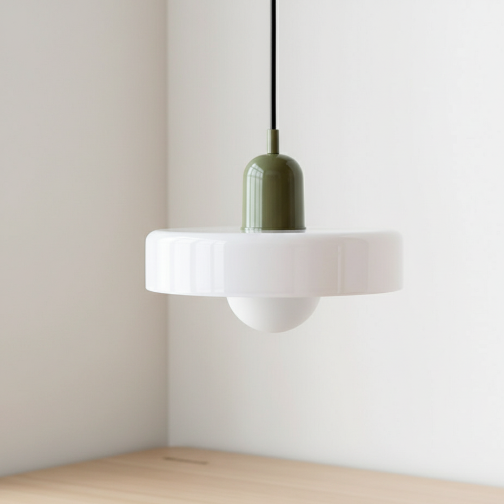 Suspension luminaire moderne, style Bauhaus pour une cuisine élégante et fonctionnelle.