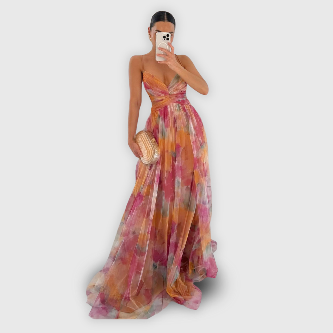 Robe maxi Dora fleurie femme, élégante et fluide, idéale pour printemps-été.