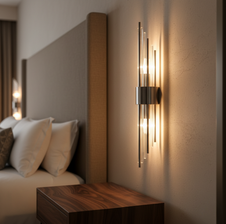 Applique LED design or, lumière ajustable blanc froid pour intérieur.
