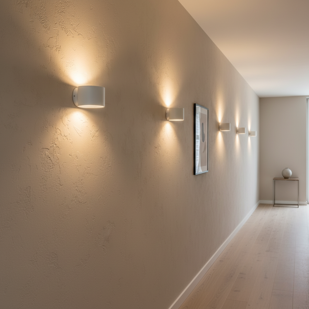 Applique murale LED design, rotation 360°, sans fil USB. Lumière douce pour décoration murale et lecture.