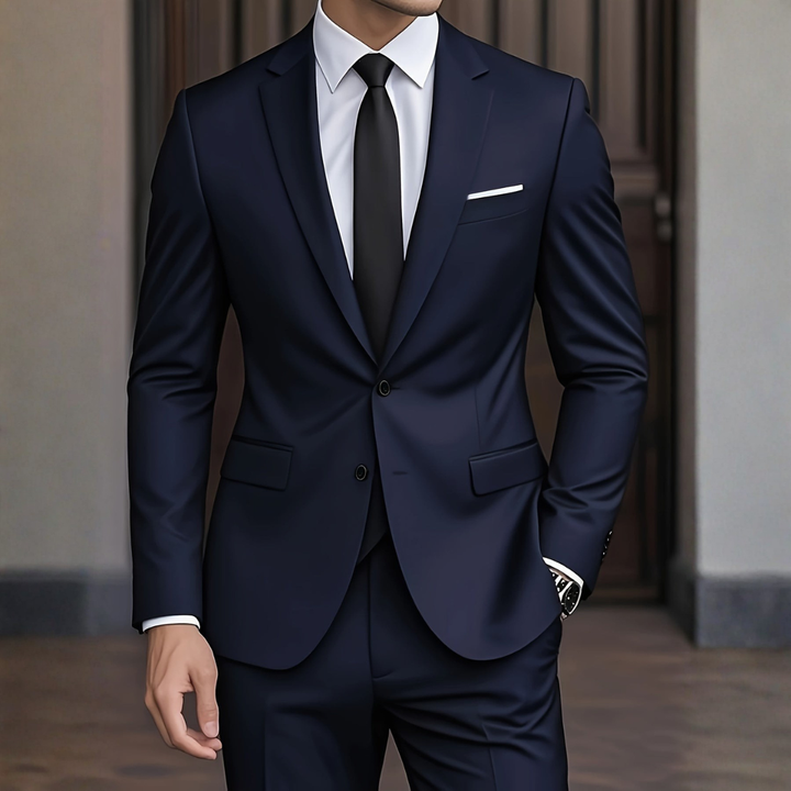 Costume deux pièces homme, gris anthracite, mode masculine contemporaine et chic.