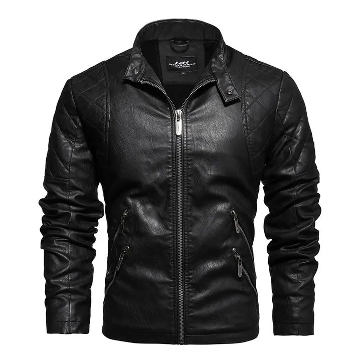 Veste homme élégante style motard, blouson zippé urbain, pour un look streetwear tendance et durable.