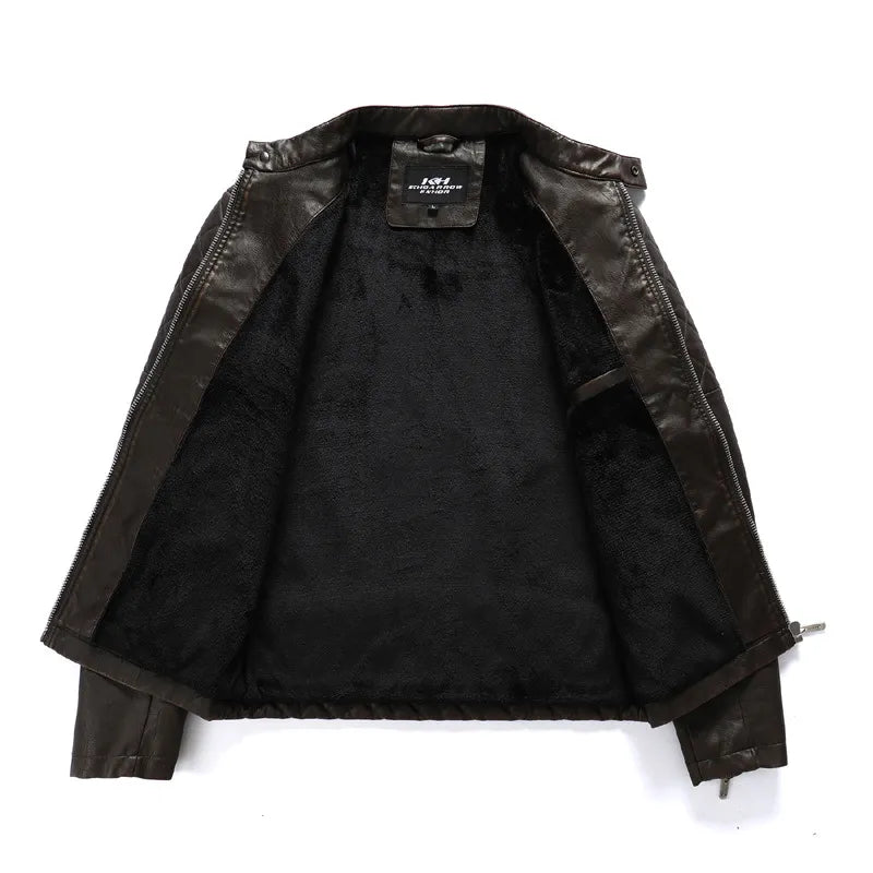 Dos de la veste homme motard noire, design épuré, tissu résistant, blouson moderne et polyvalent.