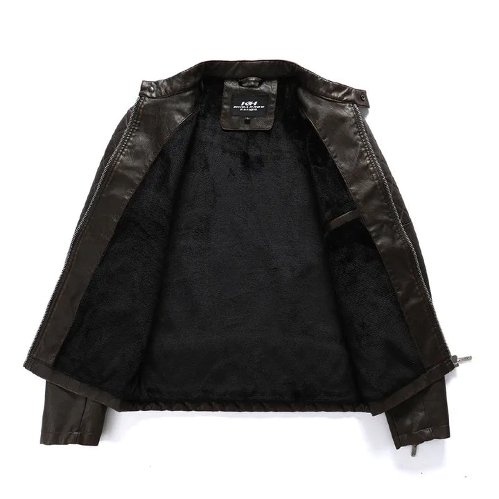 Dos de la veste homme motard noire, design épuré, tissu résistant, blouson moderne et polyvalent.