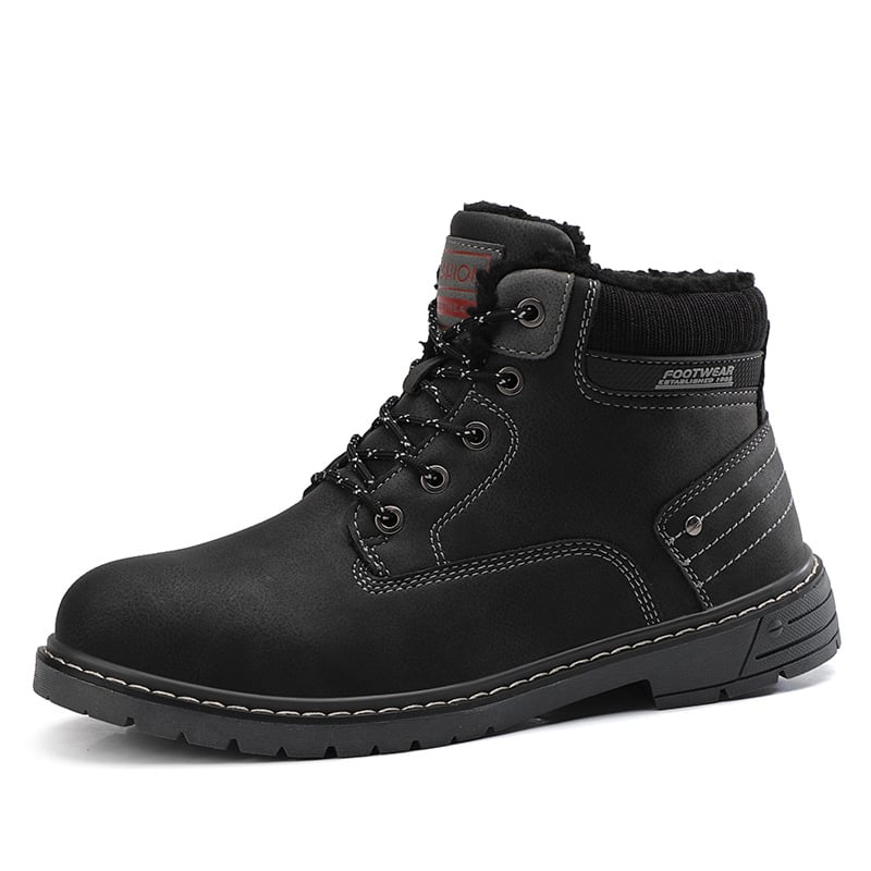 Semelle adhérente bottes hiver homme, robustes pour neige et glace. Chaussures chaudes et confortables.