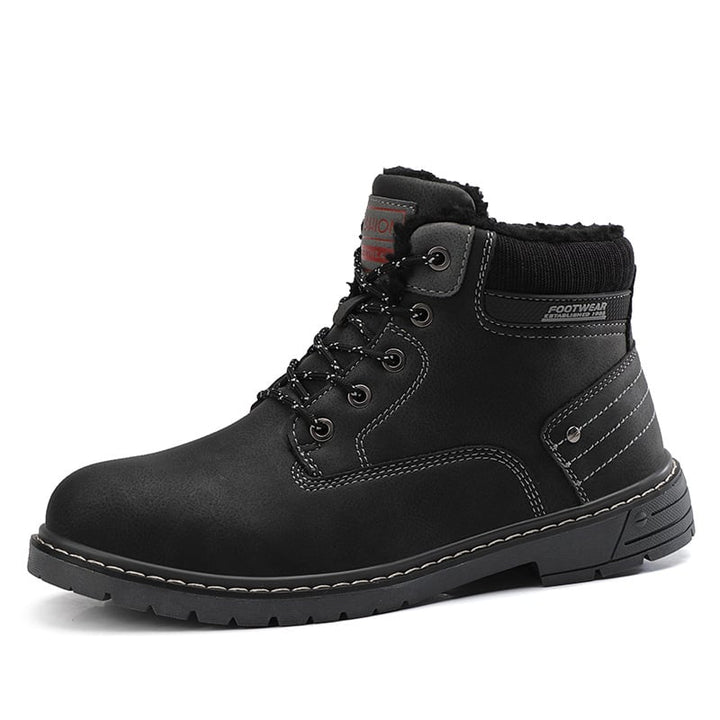 Semelle adhérente bottes hiver homme, robustes pour neige et glace. Chaussures chaudes et confortables.