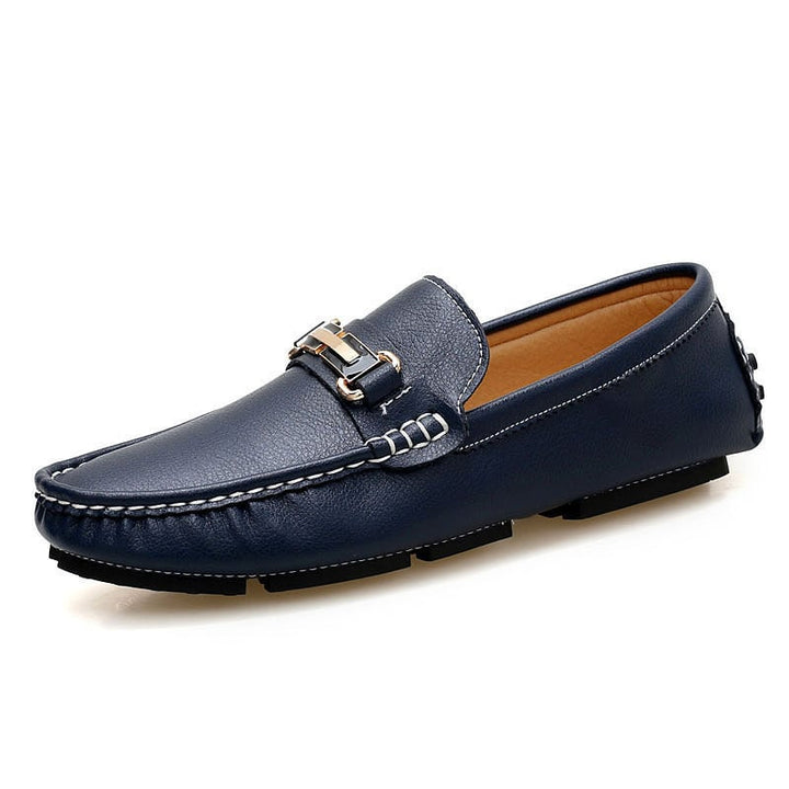 Mocassins homme confortables pour l'hiver, élégants et décontractés. Disponibles en bleu ou noir.