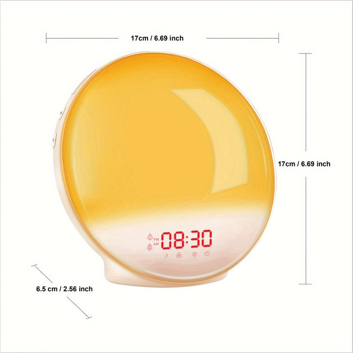 Réveil Halo Light avec simulateur de lever de soleil, éclairage doux et double alarme pour un matin serein.