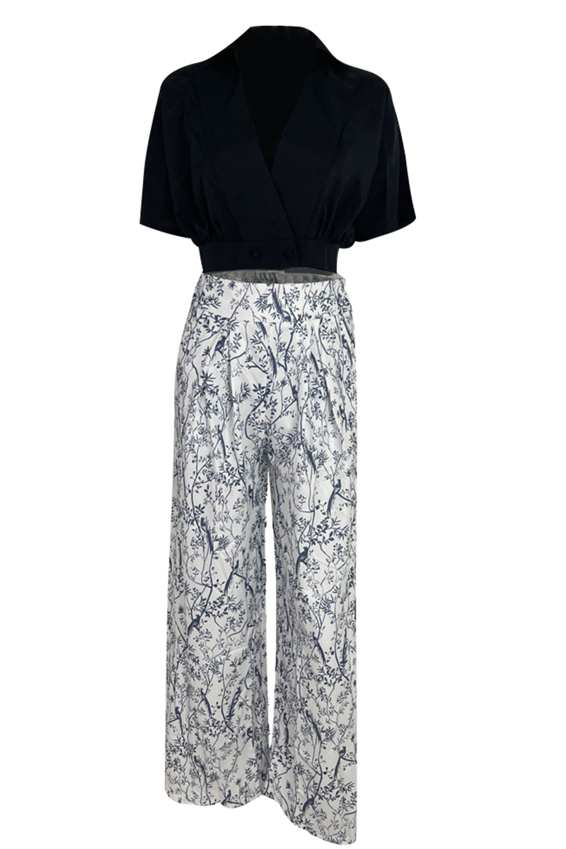 Mode féminine: ensemble deux pièces avec pantalon palazzo élégant et haut à manches bouffantes pour un look moderne.
