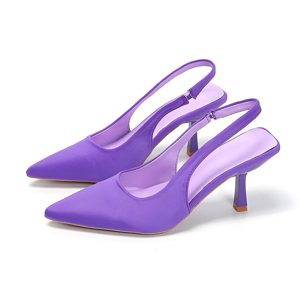 Chaussures femme confortables à talons hauts, escarpins slingback bout pointu, idéal printemps-été.