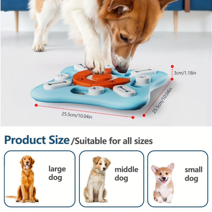 Jouet de dressage mental bleu pour chiot et chien adulte. Puzzle distributeur de friandises amusant.