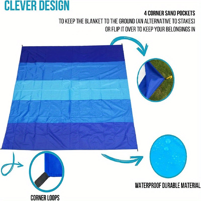 Confortable serviette de plage XL imperméable. Accessoire léger pour se détendre en famille à la plage ou en camping.
