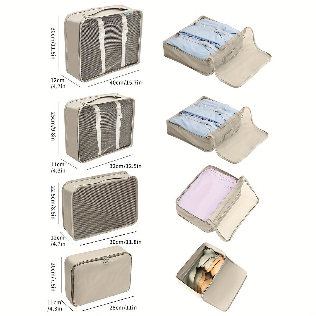 Ensemble de cubes de rangement polyvalents pour bagages, facilite l'organisation compacte.