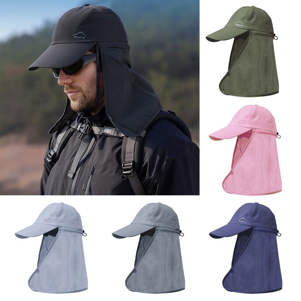 Chapeau trucker respirant anti-soleil pour randonnée et pêche, protège la nuque.